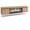 SKRAUT HOME Meuble TV, Banc Télé, 210, Pour les TV jusqu'à 80", Cheminée électrique XXL, Suspendu, Mural, Beige, RF3280
