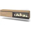 SKRAUT HOME Meuble TV, Banc Télé, 210, Pour les TV jusqu'à 80", Cheminée électrique XXL, Suspendu, Mural, Chêne TU