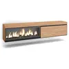 SKRAUT HOME Meuble TV, Banc Télé, 210, Pour les TV jusqu'à 80", Cheminée électrique XXL, Suspendu, Mural, Beige, RF3279