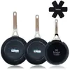 BRIEBE Set 3 Poêles à Frire Antiadhésives à Induction 20-24-28cm, Aluminium Forgé  Noir Black Titanium