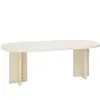 Decowood Table de salle à manger ovale en microciment blanc cassé 180x75cm