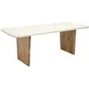 Decowood Table de salle à manger en microciment blanc cassé et vieilli 200x75cm