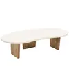 Decowood Table basse en microciment avec pieds en bois vieilli 120x30cm