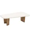 Decowood Table basse en microciment avec pieds en bois vieilli 100x30cm