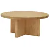 Decowood Table basse ronde en bois de sapin marron Ø60x33,2cm