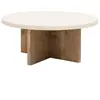 Decowood Table basse ronde en microciment blanc cassé et vieilli Ø60x33cm