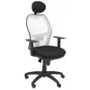 Piqueras Y Crespo (PIQU7) Chaise Jorquera blanche en maille bali noir siège avec appui-tête fixe