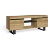 Skraut Home - Meuble TV mod.NATURALE ''Chêne/Noir'', 2 portes et 2 log...