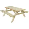 GARDIUN Table Pique-nique Bancs Pliables 200 Bois Traité 198x154x74 cm 42 mm 6-8 Personnes