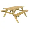 Table Pique nique Bois Naturel Traite Gardiun Essential 165x154x75 cm 6 8 Personnes