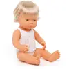 Miniland 31115 Fille européenne avec Appareil auditif dans Une boîte Cadeau Blanc 38 cm