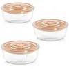 miniland - set de 3 récipients ronds en verre, set 3 naturround bunny