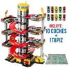 Garage à jouets 7 étages - MOLTO - Rouge - Enfant - Tapis de jeu inclu...