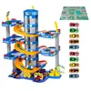 Molto Molto Garage à jouets Bleu 6 étages + 10 voitures + Tapis de jeu...