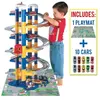 Garage à jouets 7 étages MOLTO avec 10 voitures et tapis de jeu - Mixte - Enfant - Bleu, Jaune