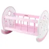 ColorBaby Berceau à bascule pour poupée Woomax - Design français en bois naturel - Rose et blanc - 40x48x7 cm
