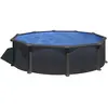 GRE Piscine ronde acier Ø4.80m x H: 1.32m - Gris anthracite - Filtration à sable