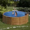 Gre Kit piscine hors-sol mauritius acier aspect bois ronde - Ø460 x h132 cm