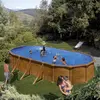 Kit piscine hors-sol mauritius acier aspect bois ovale - 730 x 375 x h132 cm GRE