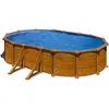 GRE Piscine ovale acier 6,34m x 3,99m x H. 1,32m - imitation bois