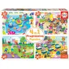 Puzzle éducatif progressif - EDUCA - A l'école - 4 puzzles de 20 à 80 pièces