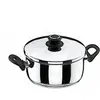 Lacor - 85026 - Faitout - avec le couvercle Inox -26 cm, Noir/Argenté.