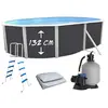 Piscine Hors-sol Acier Toi Magnum Anthracite Ovale 640x366x132cm Liner...