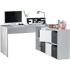 LOUNGITUDE Fontana bureau d'angle contemporain décor blanc et béton - l 136 / 203,5 cm