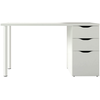 LOUNGITUDE - Bureau réversible avec Caisson 2 tiroirs L138 cm - Blanc