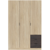 LOUNGITUDE Armoire Industrielle 3 Portes Bois + 3 tiroirs Gris L121 x H180 cm
