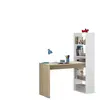 LOUNGITUDE Bureau avec étagère de rangement réversible 120x53x144cm - Blanc/Bois