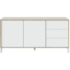 Loungitude - Buffet AMAYA 2 portes et 3 tiroirs L154cm - Blanc et Bois TU