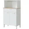 LOUNGITUDE Buffet, Bois, Blanc/chêne, L72 x P40 x H126cm FOCUI9920A