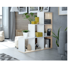 LOUNGITUDE Bibliothèque escalier jade avec 6 cubes l108cm x h110cm - blanc / bois