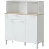 KIRA Buffet de cuisine émile 3 portes et 1 tiroir l108 x h126cm - blanc et bois
