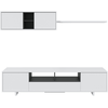 LOUNGITUDE Meuble TV HUGO 3 portes et 1 niche avec étagère murale L200cm - Blanc