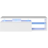 Habitdesign Meuble TV ETHAN à éclairage LED 1 Porte et 4 niches L150cm - Blanc