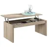 LOUNGITUDE Table Basse à Plateau Relevable L102 x P50 x H43/54 cm, chêne clair RICK
