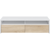 LOUNGITUDE Meuble TV 2 portes battantes et 2 niches de rangement Kioto - L130 cm