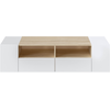 LOUNGITUDE TAMIKO Meuble TV contemporain blanc et décor chêne - L 138 cm