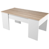 LOUNGITUDE Table basse gotham avec plateau relevable et rangement - blanc et bois