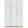 LOUNGITUDE Armoire NINA 3 portes et 3 tiroirs L121 x H180 cm - Blanc et bois