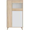 LOUNGITUDE Vitrine LAURA 3 portes avec étagères L77 x H142cm - Blanc et Bois