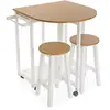 Versa Ensemble de table et deux chaises Borrby, 84 x 35 x 74 cm, Bois et Métal, Blanc