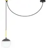 FARO BARCELONA MINE - Suspension déportée Métal/Bois/Verre Anthracite Ø18,5cm