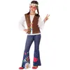 Déguisement Hippie - Fille - ATOSA - Taille 10/12 ans - Bleu - 1 pantalon, 1 tunique