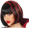 RueDeLaFete Perruque Courte Vampire Noire Et Rouge - Adulte
