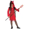 RueDeLaFete Déguisement pour Enfants Diablesse Rouge Noir (4 Pcs) (Taille 5-6 Ans)