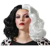 RueDeLaFete Perruque bicolore noire et blanche - ATOSA - Femme - Cheveux ondulés - Adulte