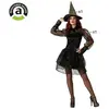 ATOSA déguisement sorcière robe noire avec chapeau femme adulte XS